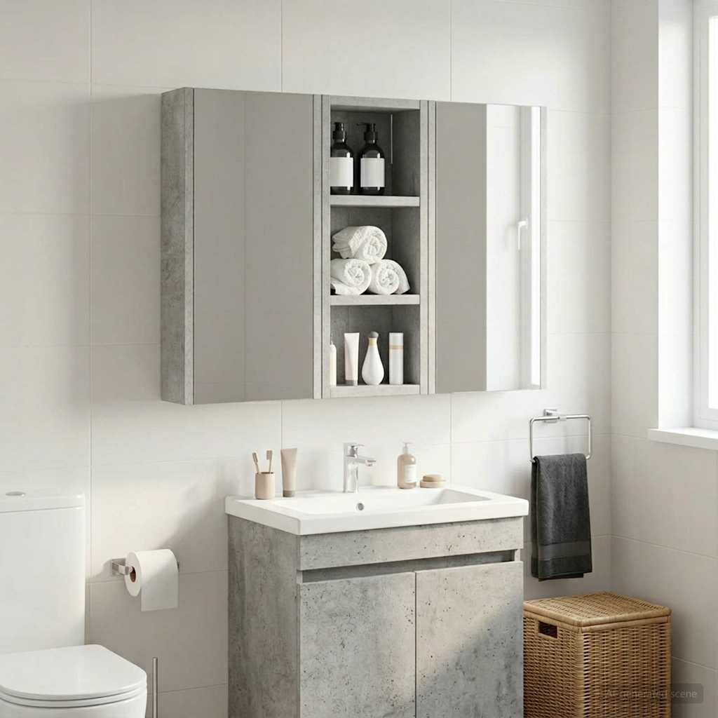 Armadio da bagno a muro Grigio Cemento 20 x 10 x 50 cm | homemem39