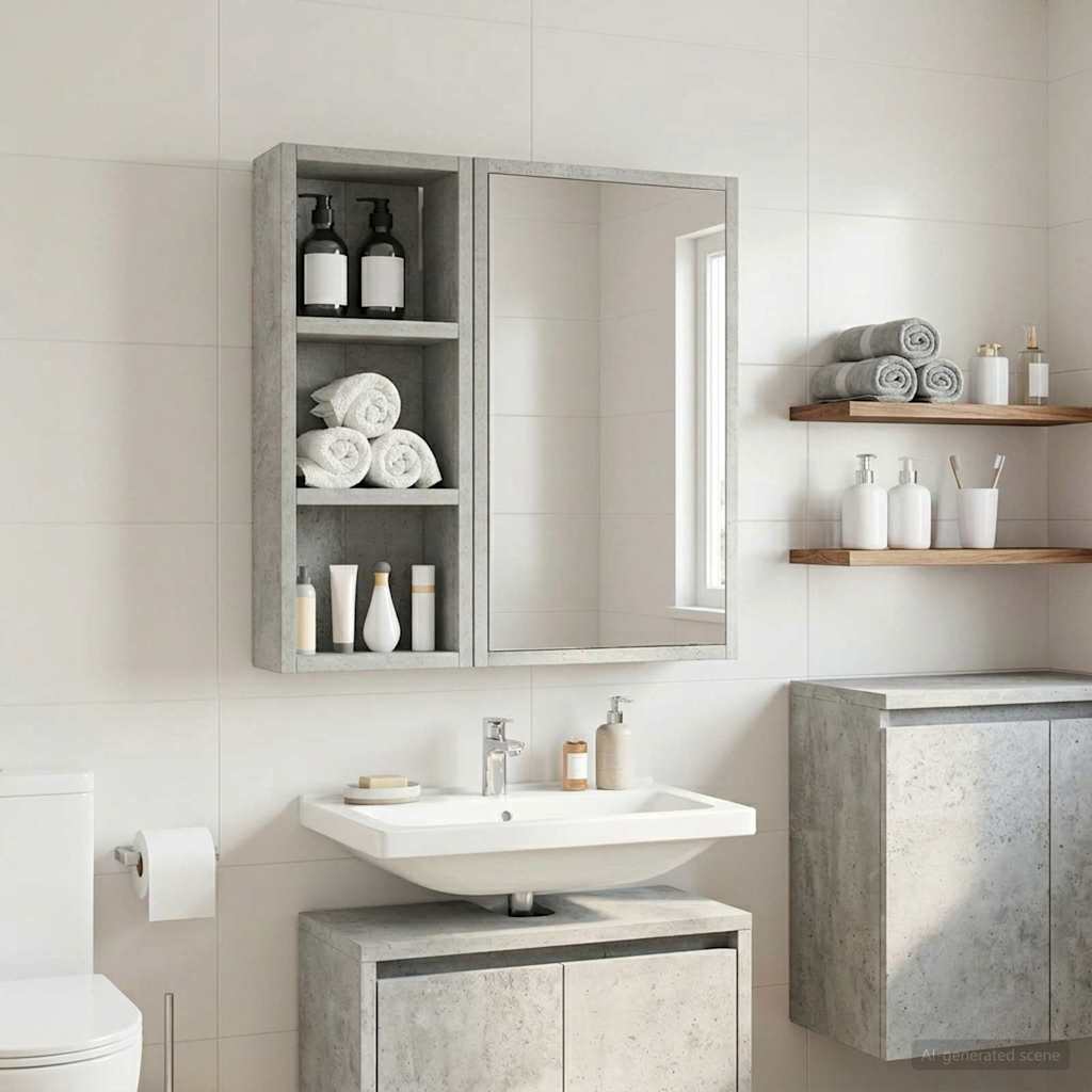 Armadio da bagno a muro Grigio Cemento 20 x 10 x 50 cm