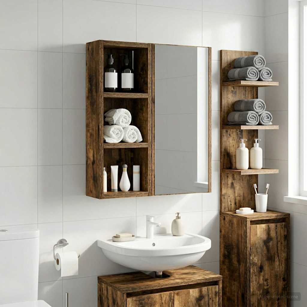 Armadio da bagno a muro Quercia Affumicata 20 x 10 x 50 cm | homemem39