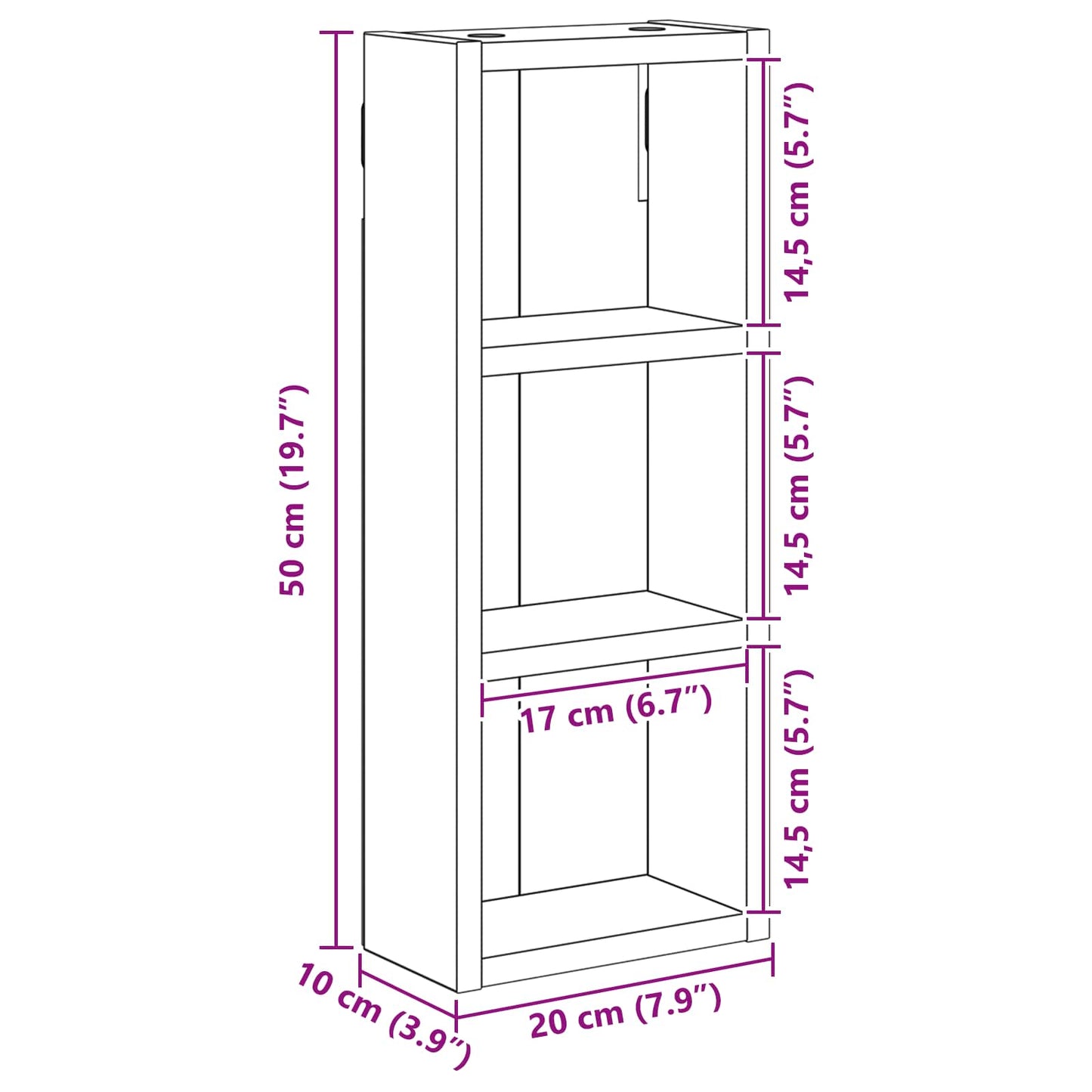 Armadio da bagno a muro Legno vecchio 20 x 10 x 50 cm | homemem39