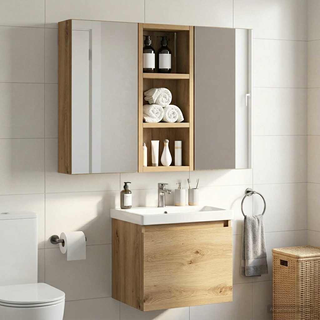 Armadio da bagno a muro Rovere Artigianale 20 x 10 x 50 cm