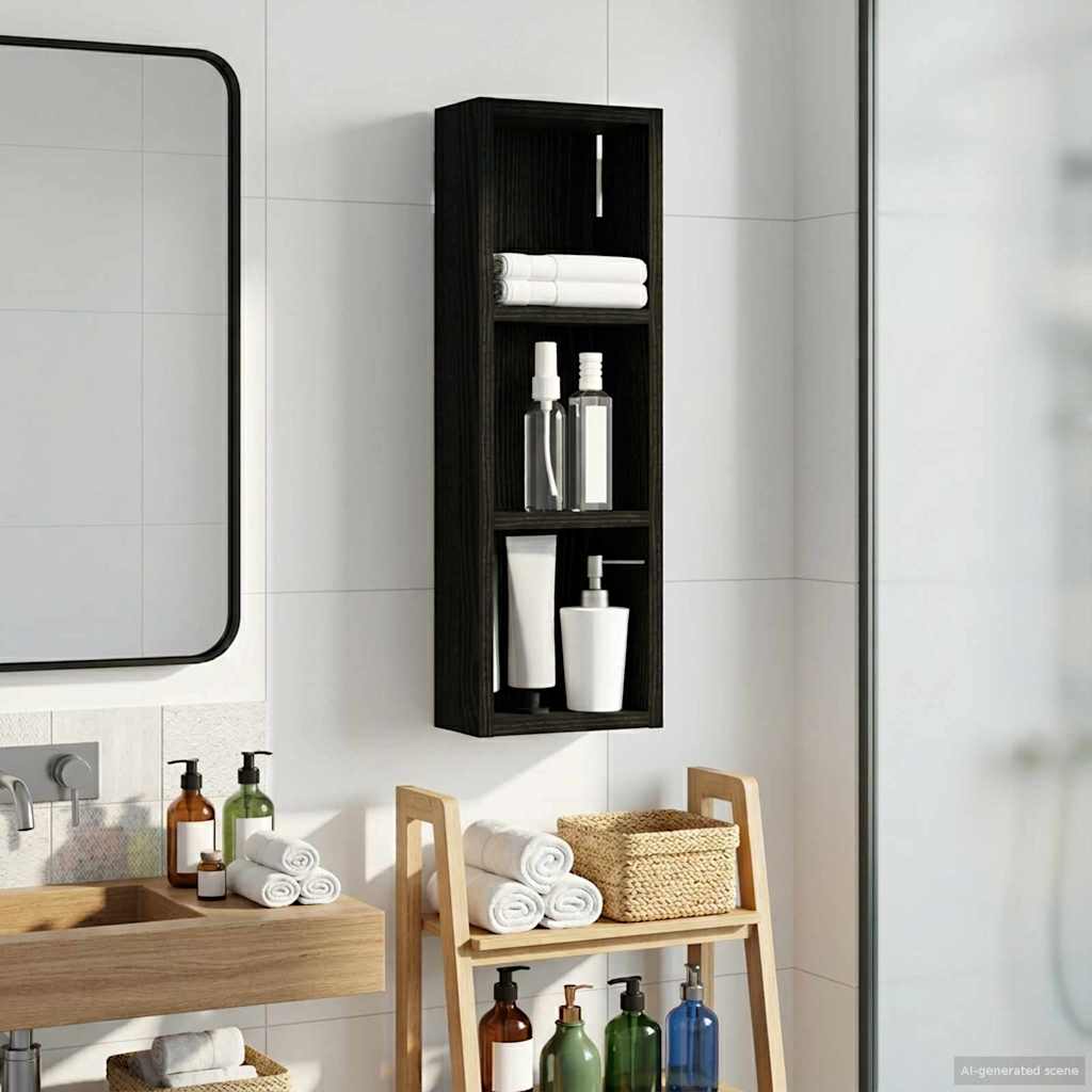 Armadio da bagno a muro Rovere Nero 20 x 10 x 60,5 cm | homemem39