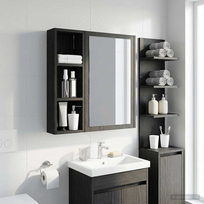 Armadio da bagno a muro Rovere Nero 20 x 10 x 60,5 cm | homemem39