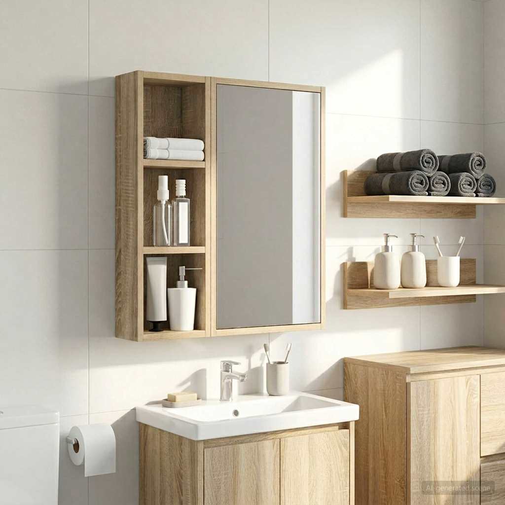 Armadio da bagno a muro Rovere Sonoma 20 x 10 x 60,5 cm | homemem39