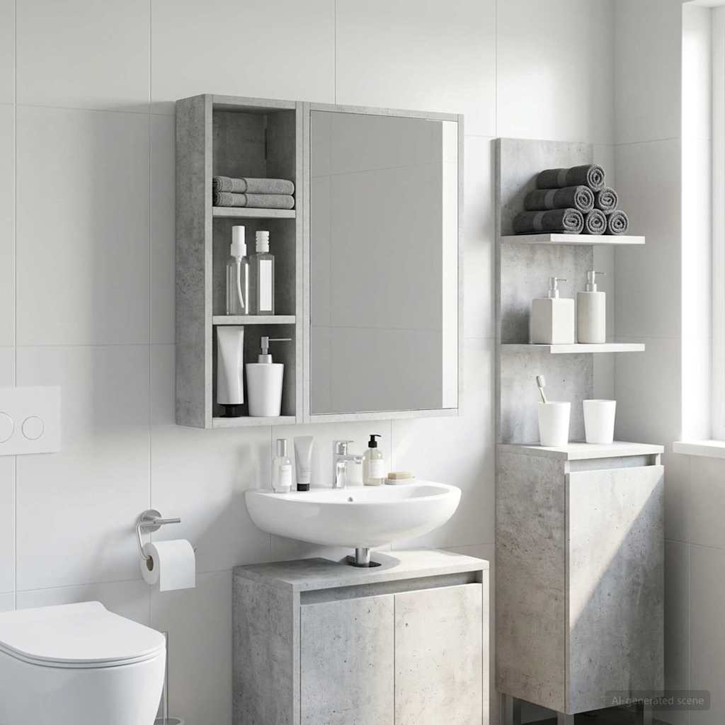 Armadio da bagno a muro Grigio Cemento 20 x 10 x 60,5 cm | homemem39