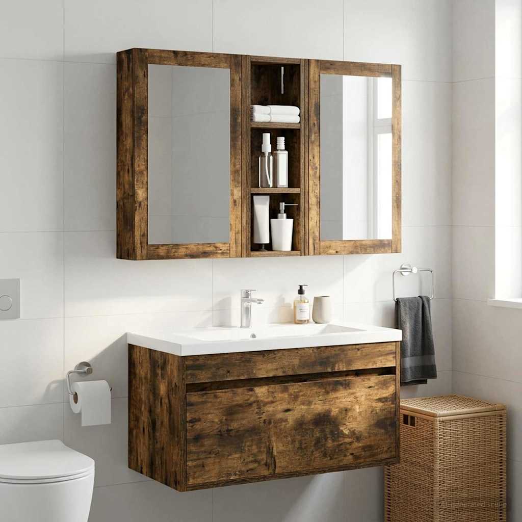 Armadio da bagno a muro Quercia Affumicata 20 x 10 x 60,5 cm | homemem39