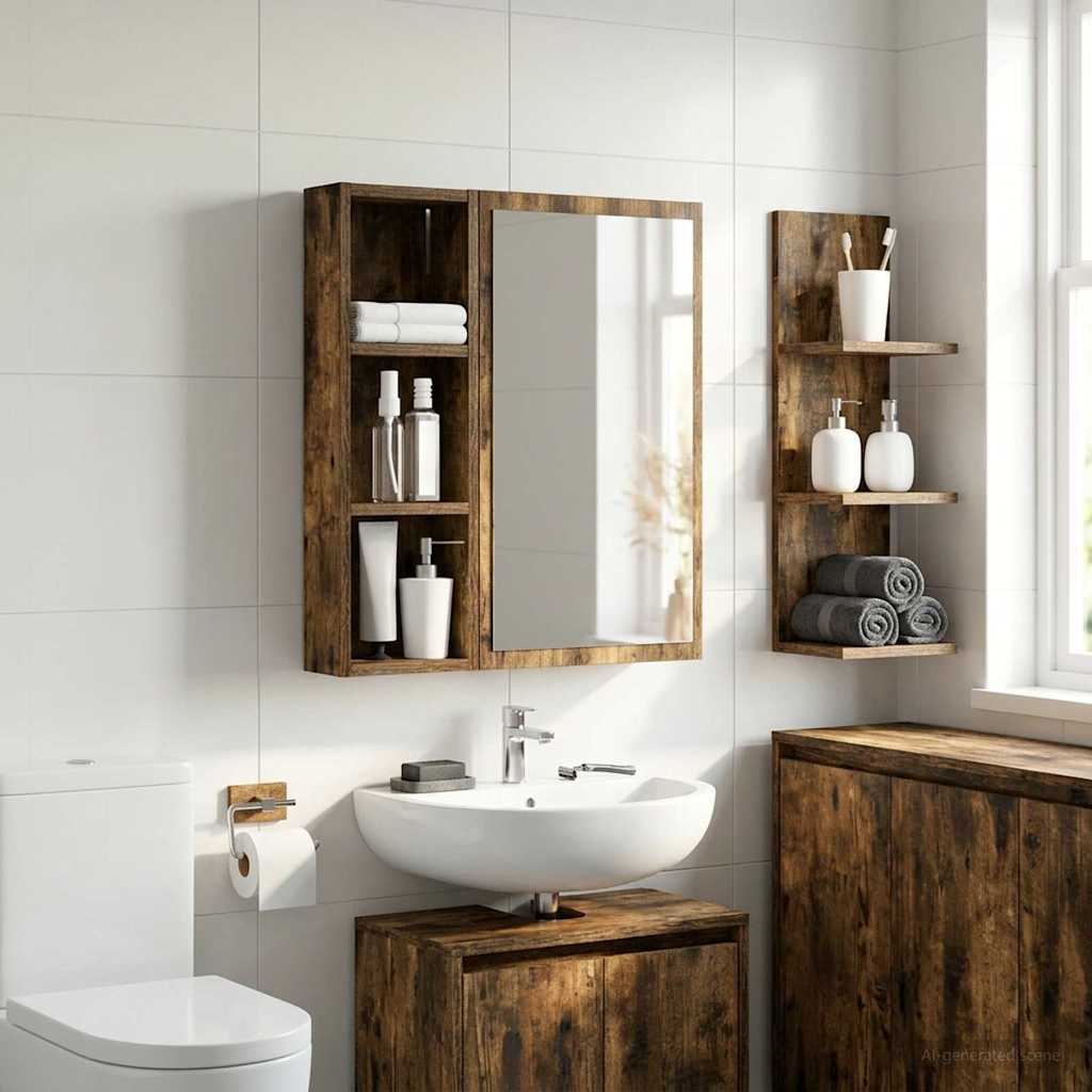 Armadio da bagno a muro Quercia Affumicata 20 x 10 x 60,5 cm | homemem39