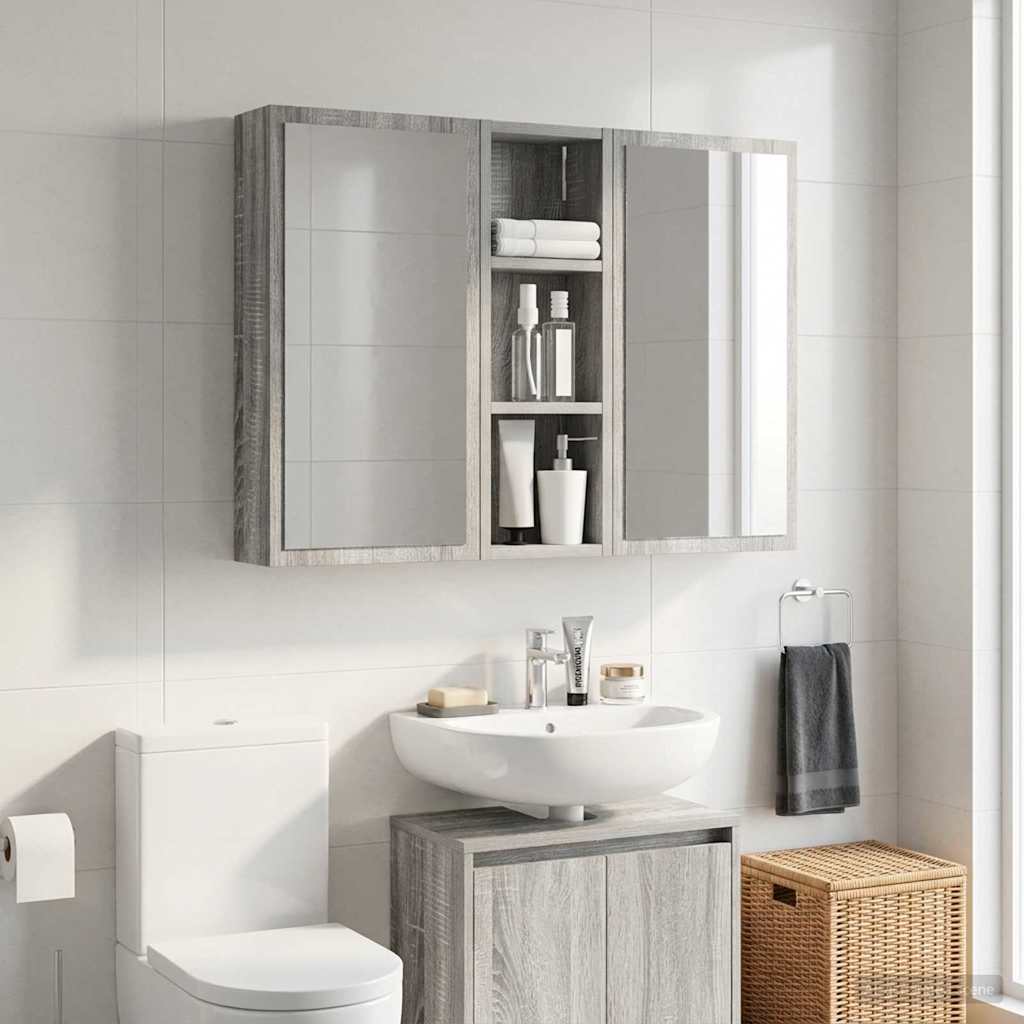 Armadio da bagno a muro Sonoma grigia 20 x 10 x 60,5 cm | homemem39