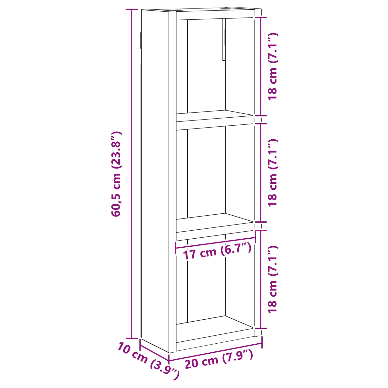 Armadio da bagno a muro Legno vecchio 20 x 10 x 60,5 cm | homemem39
