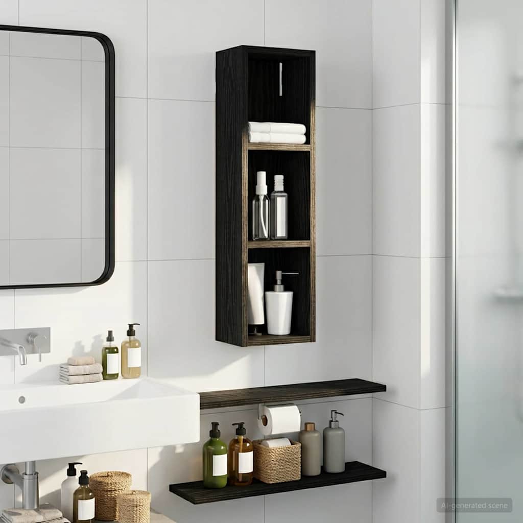 Armadio da bagno a muro Rovere Nero 20 x 14 x 70 cm | homemem39