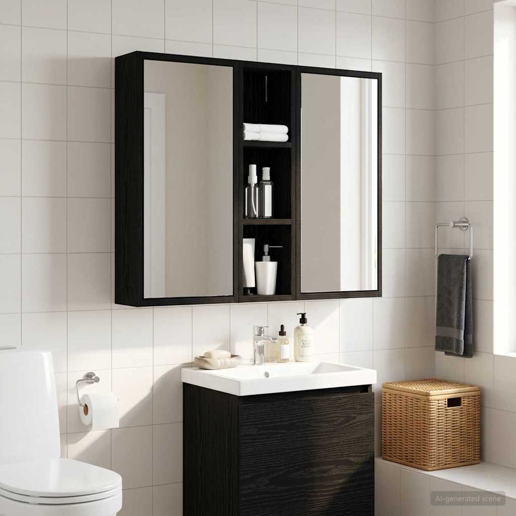 Armadio da bagno a muro Rovere Nero 20 x 14 x 70 cm | homemem39