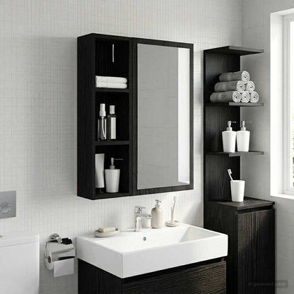 Armadio da bagno a muro Rovere Nero 20 x 14 x 70 cm | homemem39