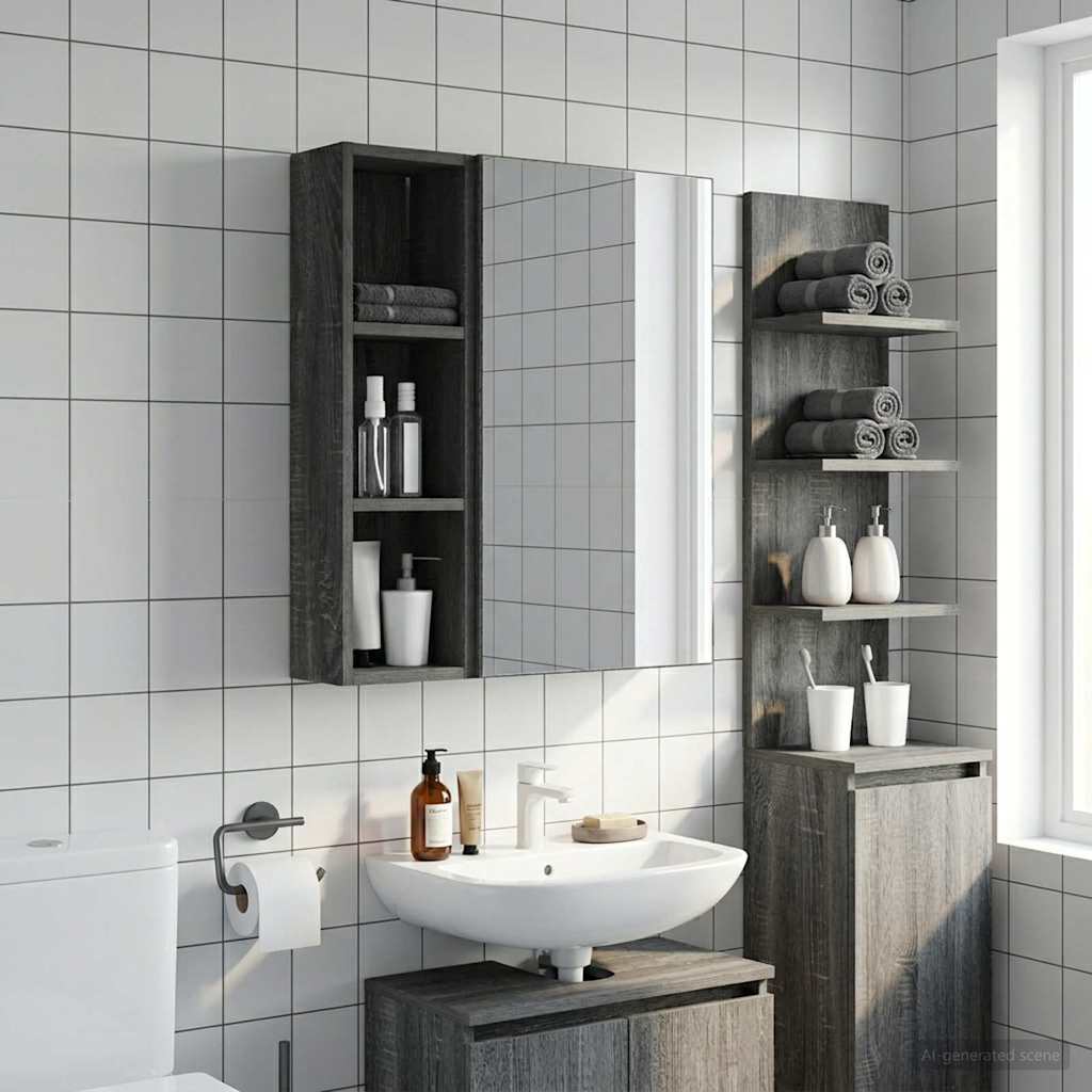 Armadio da bagno a muro Sonoma grigia 20 x 14 x 70 cm | homemem39