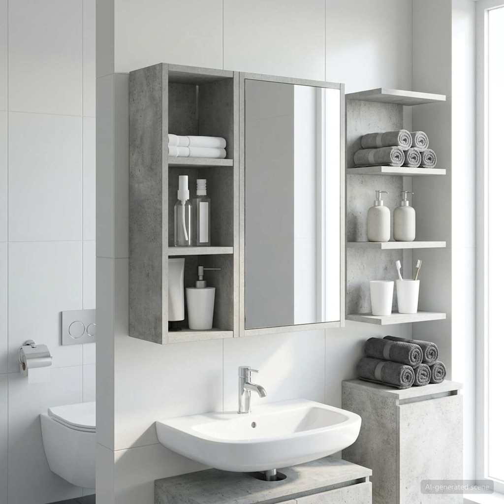 Armadio da bagno a muro Grigio Cemento 20 x 16 x 62,5 cm | homemem39