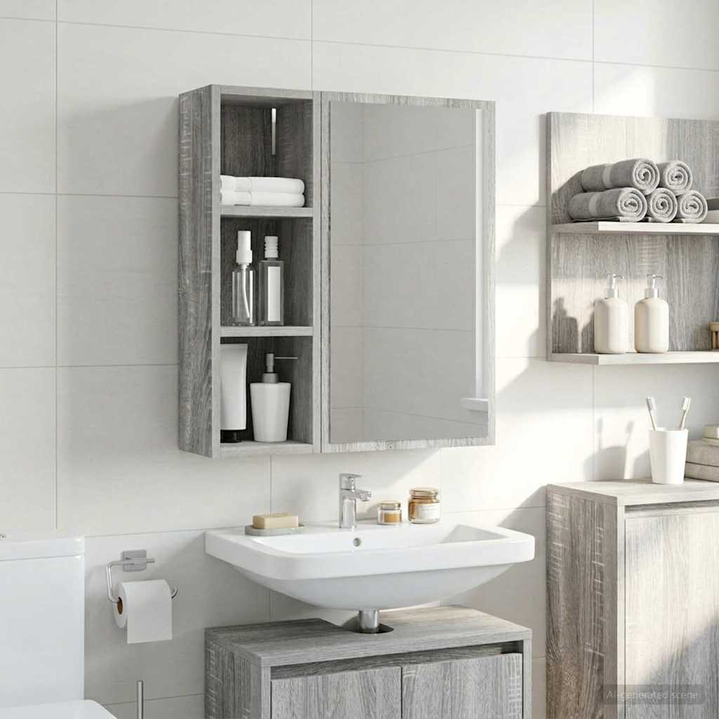 Armadio da bagno a muro Sonoma grigia 20 x 16 x 62,5 cm | homemem39