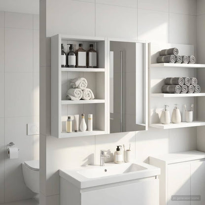 Armadio da bagno a muro con lo scaffale Bianco 30 x 10 x 50 cm | homemem39