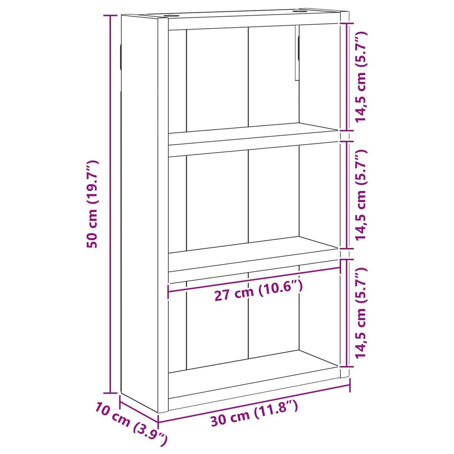Armadio da bagno a muro con lo scaffale Bianco 30 x 10 x 50 cm | homemem39