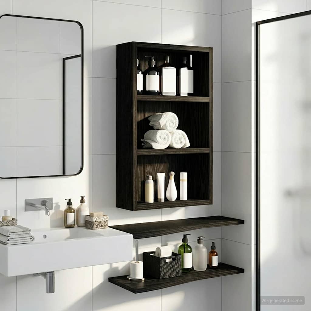 Armadio da bagno a muro Rovere Nero 30 x 10 x 50 cm | homemem39