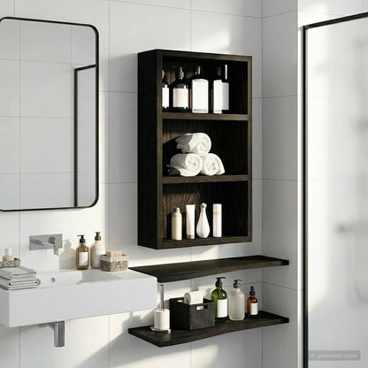 Armadio da bagno a muro Rovere Nero 30 x 10 x 50 cm | homemem39