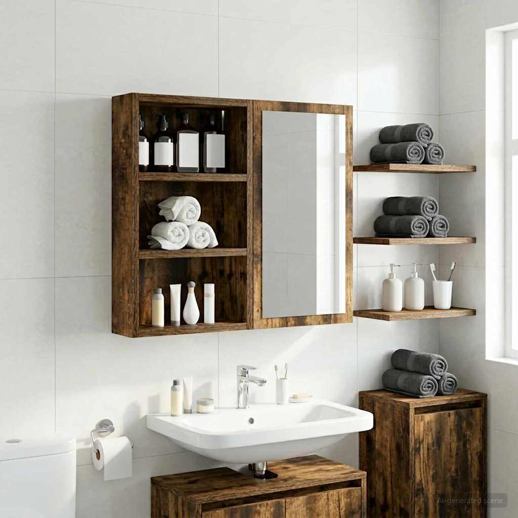 Armadio da bagno a muro Quercia Affumicata 30 x 10 x 50 cm | homemem39