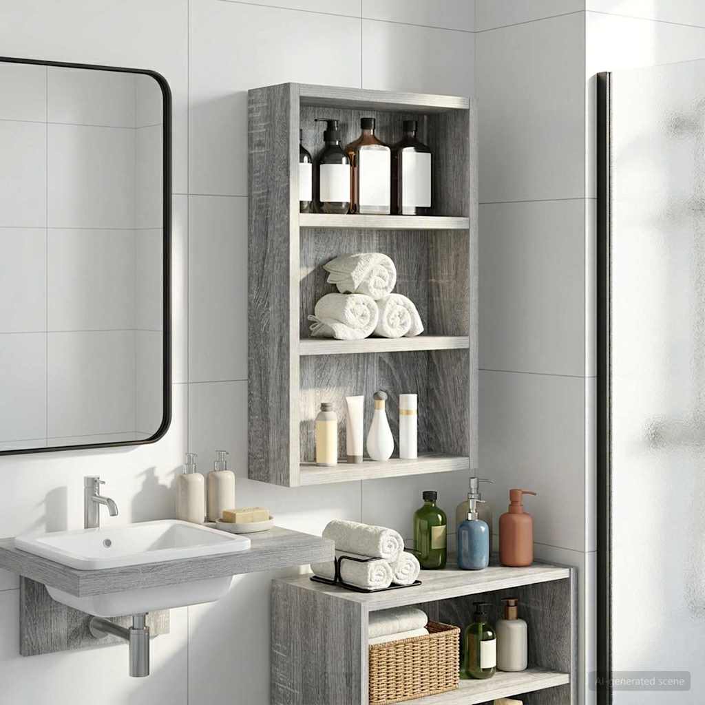 Armadio da bagno a muro Sonoma grigia 30 x 10 x 50 cm