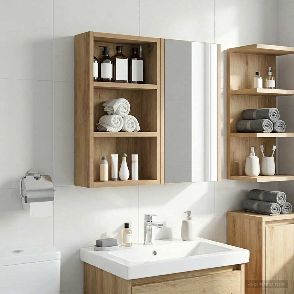 Armadio da bagno a muro Rovere Artigianale 30 x 10 x 50 cm | homemem39