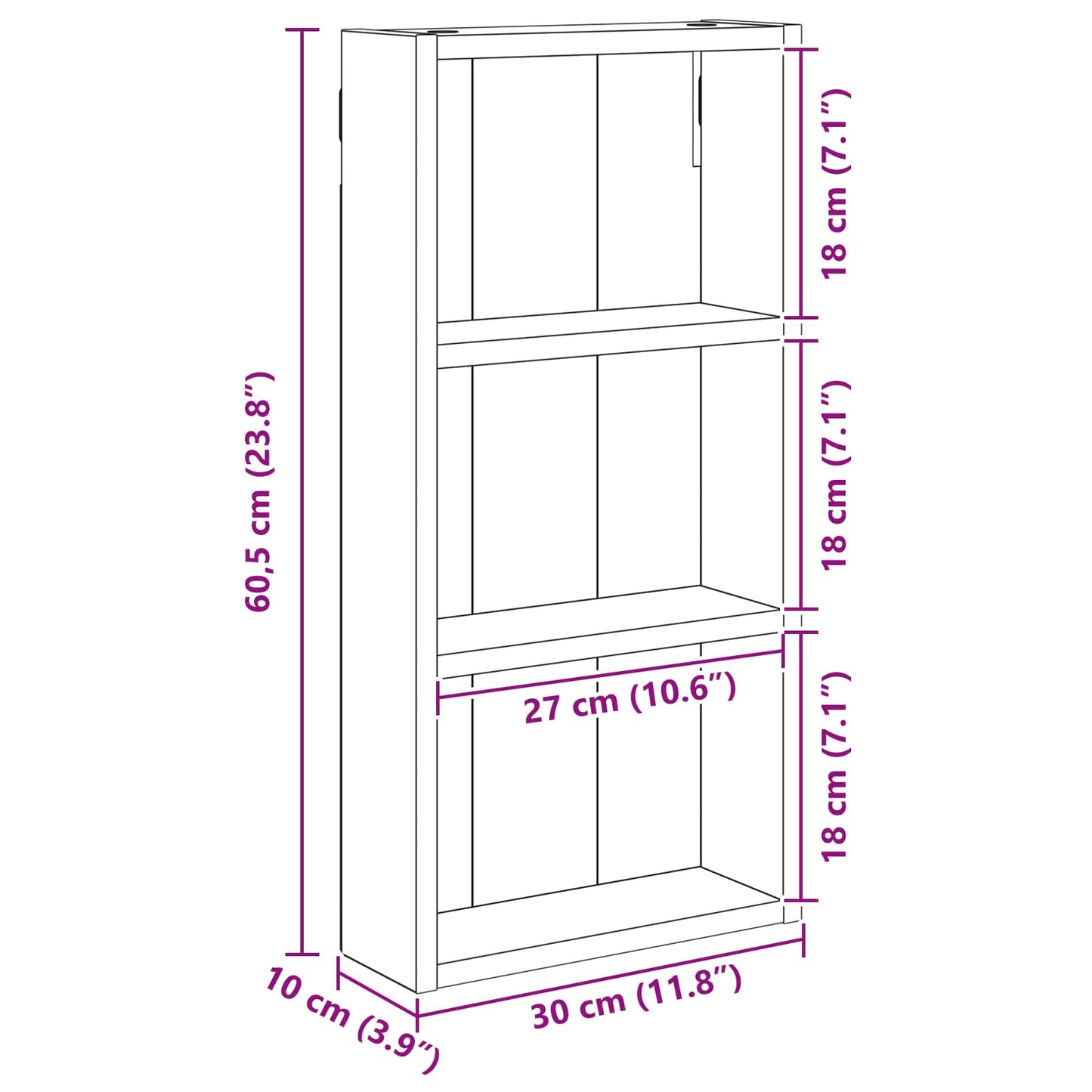 Armadio da bagno a muro Bianco 30 x 10 x 60,5 cm | homemem39