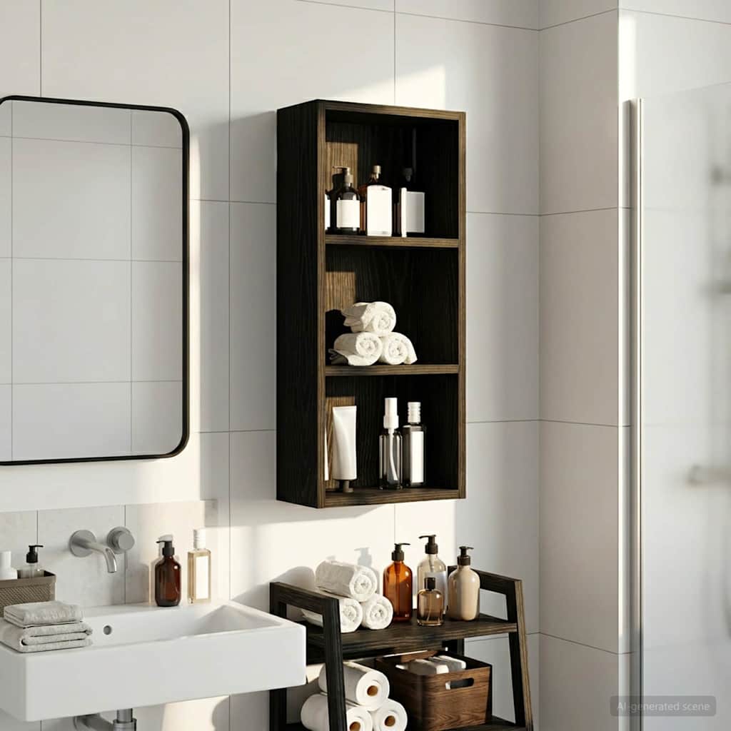 Armadio da bagno a muro Rovere Nero 30 x 14 x 70 cm | homemem39