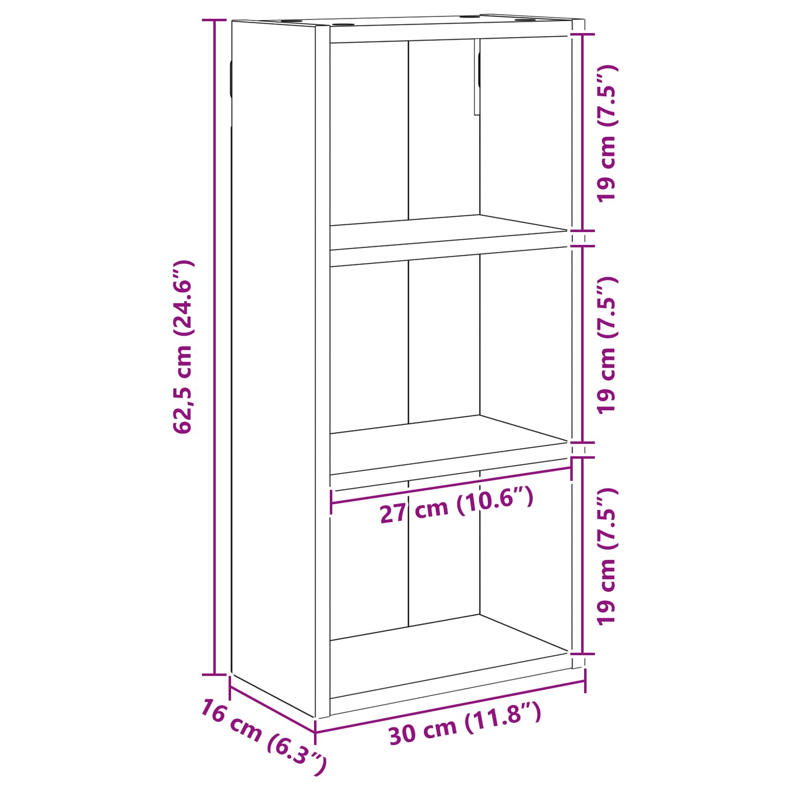 Armadio da bagno a muro Grigio Cemento 30 x 16 x 62,5 cm | homemem39