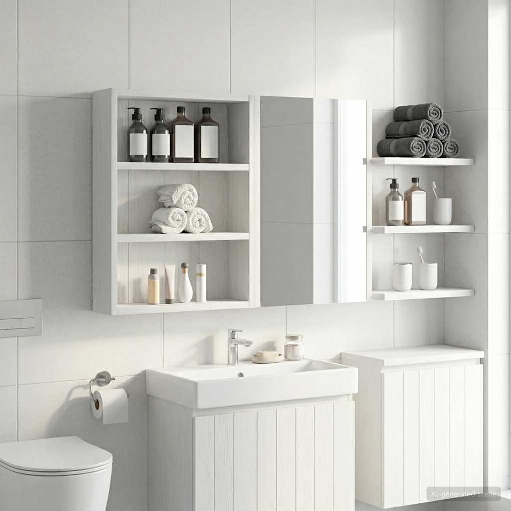 Armadio da bagno a muro con lo scaffale Bianco 40 x 10 x 50 cm | homemem39