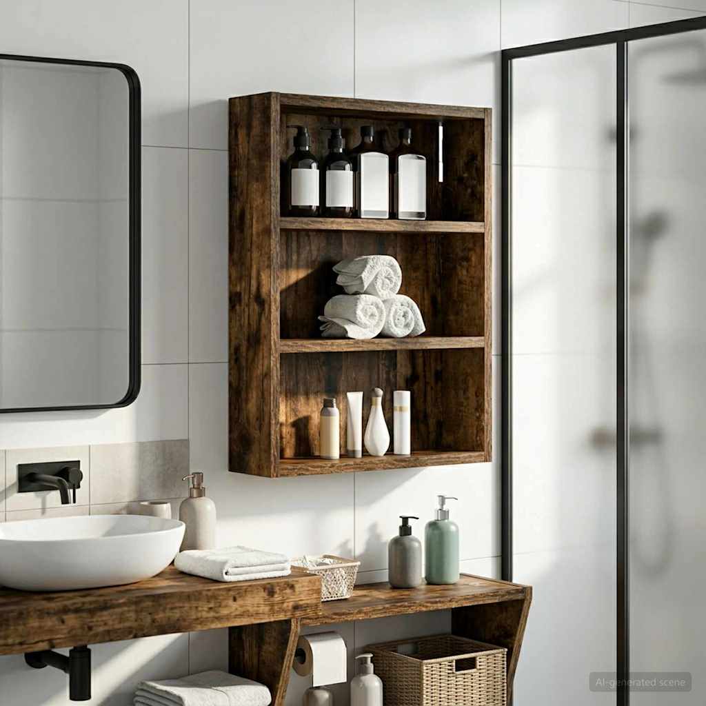 Armadio da bagno a muro Quercia Affumicata 40 x 10 x 50 cm | homemem39