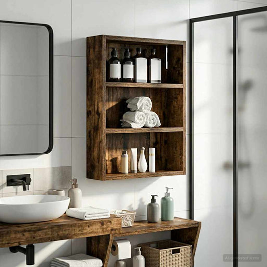 Armadio da bagno a muro Quercia Affumicata 40 x 10 x 50 cm | homemem39