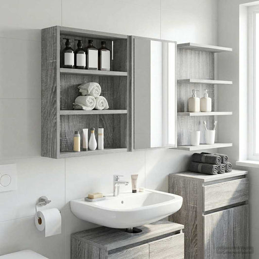 Armadio da bagno a muro Sonoma grigia 40 x 10 x 50 cm