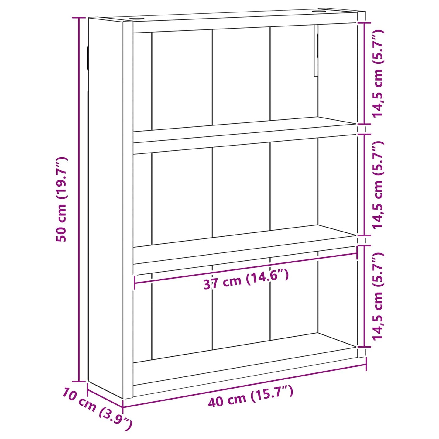 Armadio da bagno a muro Legno vecchio 40 x 10 x 50 cm | homemem39