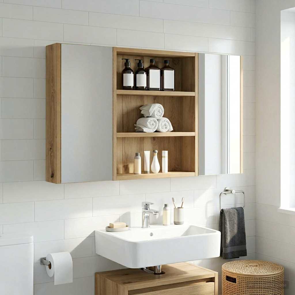 Armadio da bagno a muro Rovere Artigianale 40 x 10 x 50 cm | homemem39