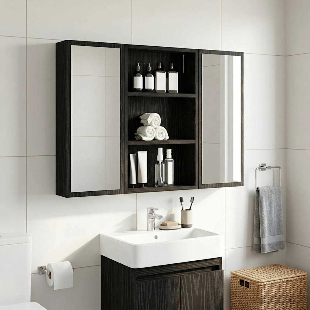 Armadio da bagno a muro Rovere Nero 40 x 10 x 60,5 cm | homemem39