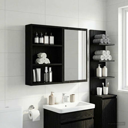 Armadio da bagno a muro Rovere Nero 40 x 10 x 60,5 cm | homemem39
