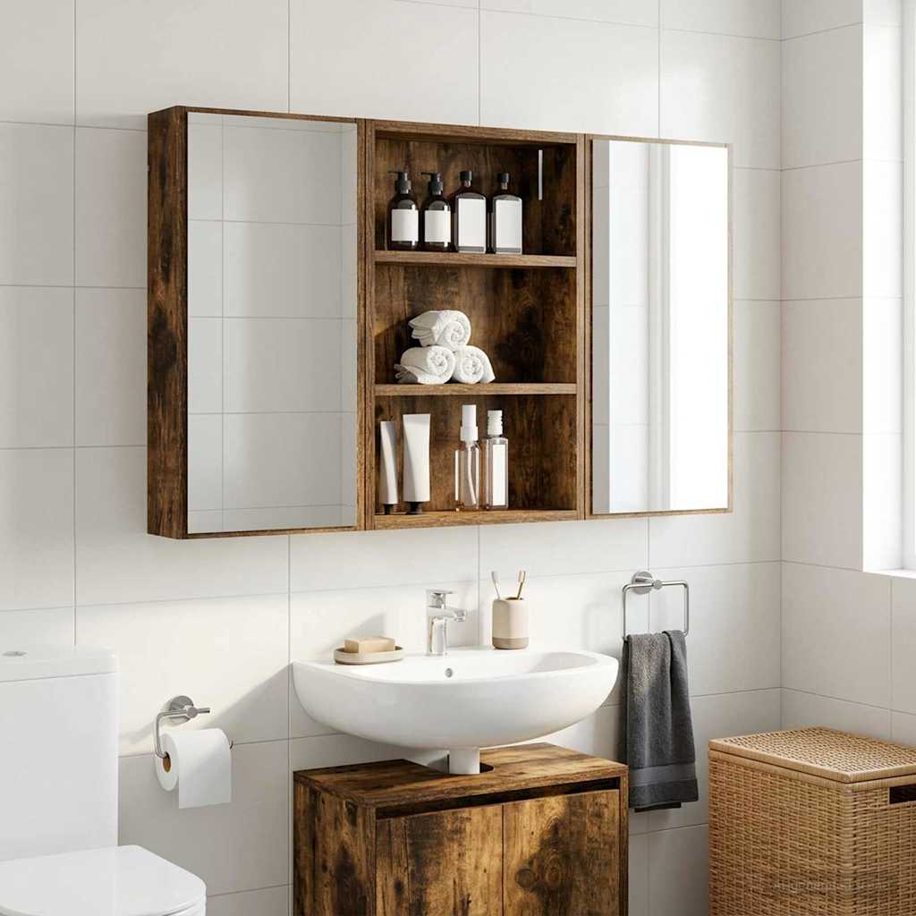 Armadio da bagno a muro Quercia Affumicata 40 x 10 x 60,5 cm