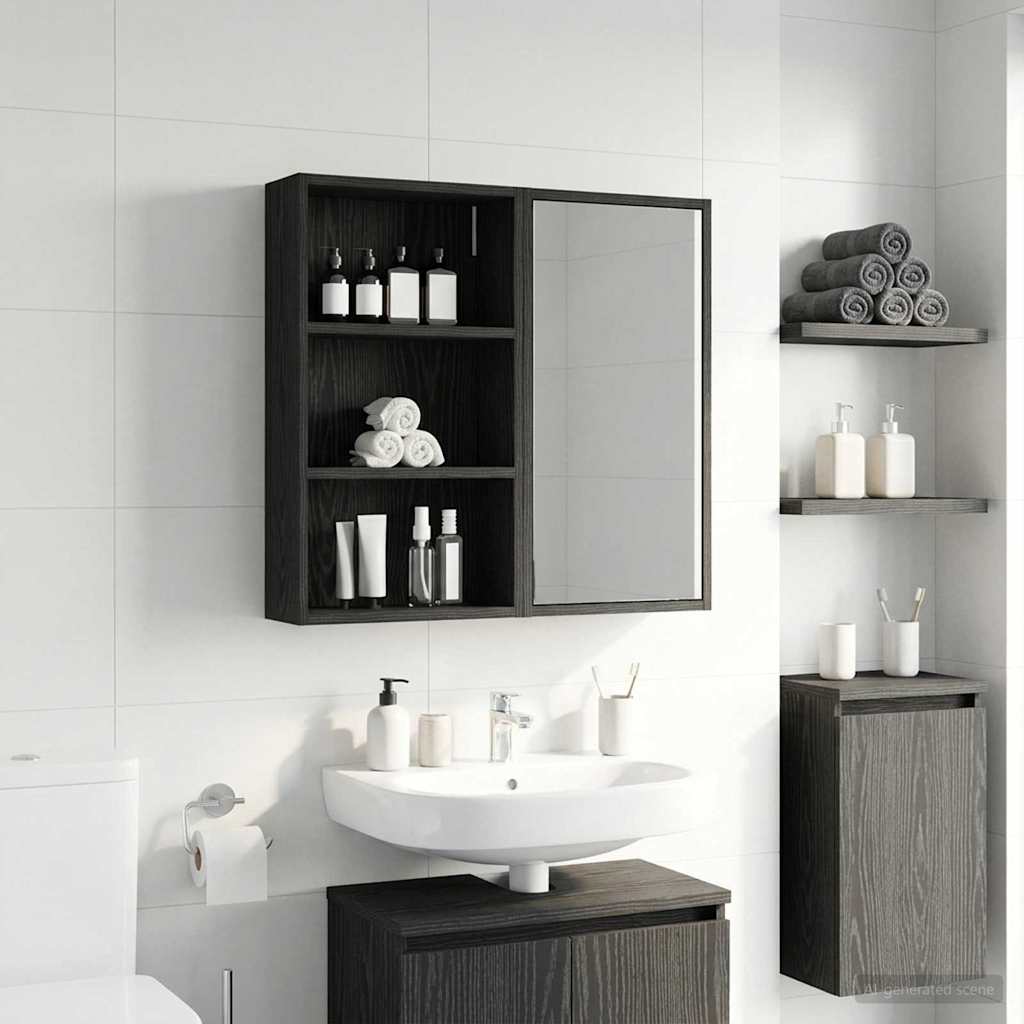 Armadio da bagno a muro Rovere Nero 40 x 14 x 70 cm | homemem39