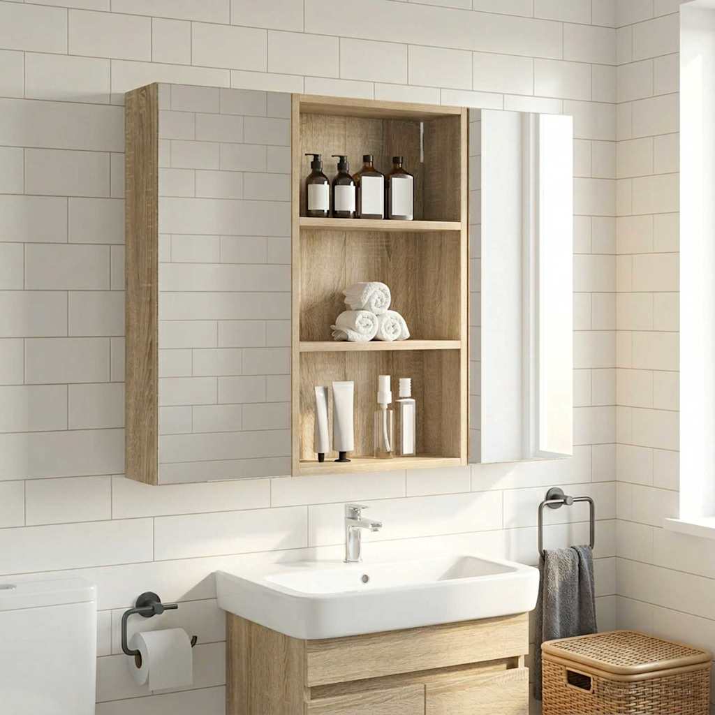 Armadio da bagno a muro Rovere Sonoma 40 x 14 x 70 cm | homemem39