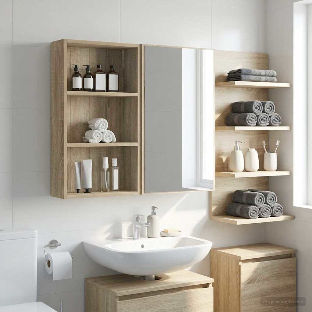 Armadio da bagno a muro Rovere Sonoma 40 x 14 x 70 cm | homemem39