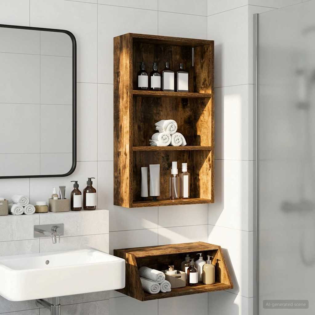Armadio da bagno a muro Quercia Affumicata 40 x 14 x 70 cm | homemem39