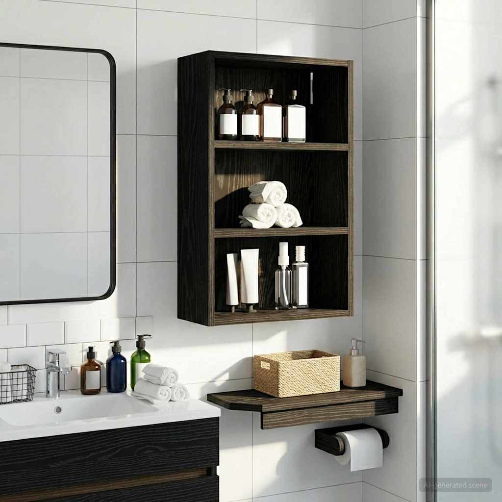 Armadio da bagno a muro Rovere Nero 40 x 16 x 62,5 cm | homemem39