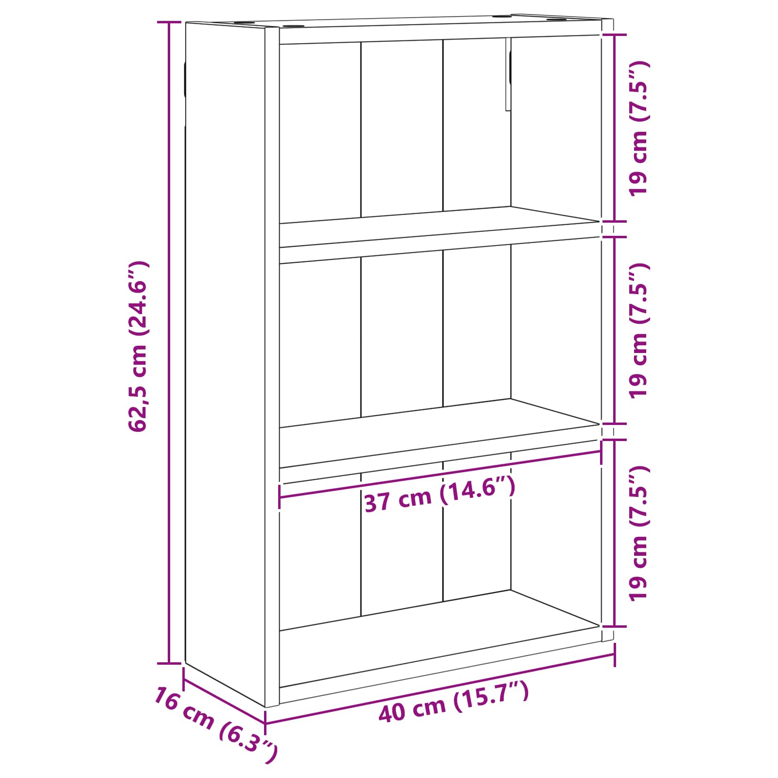 Armadio da bagno a muro Rovere Nero 40 x 16 x 62,5 cm | homemem39