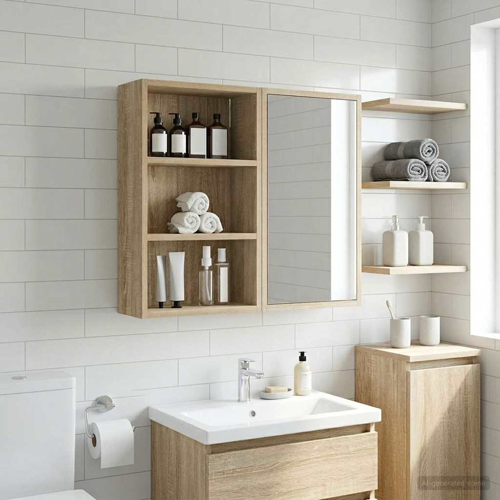 Armadio da bagno a muro Rovere Sonoma 40 x 16 x 62,5 cm | homemem39