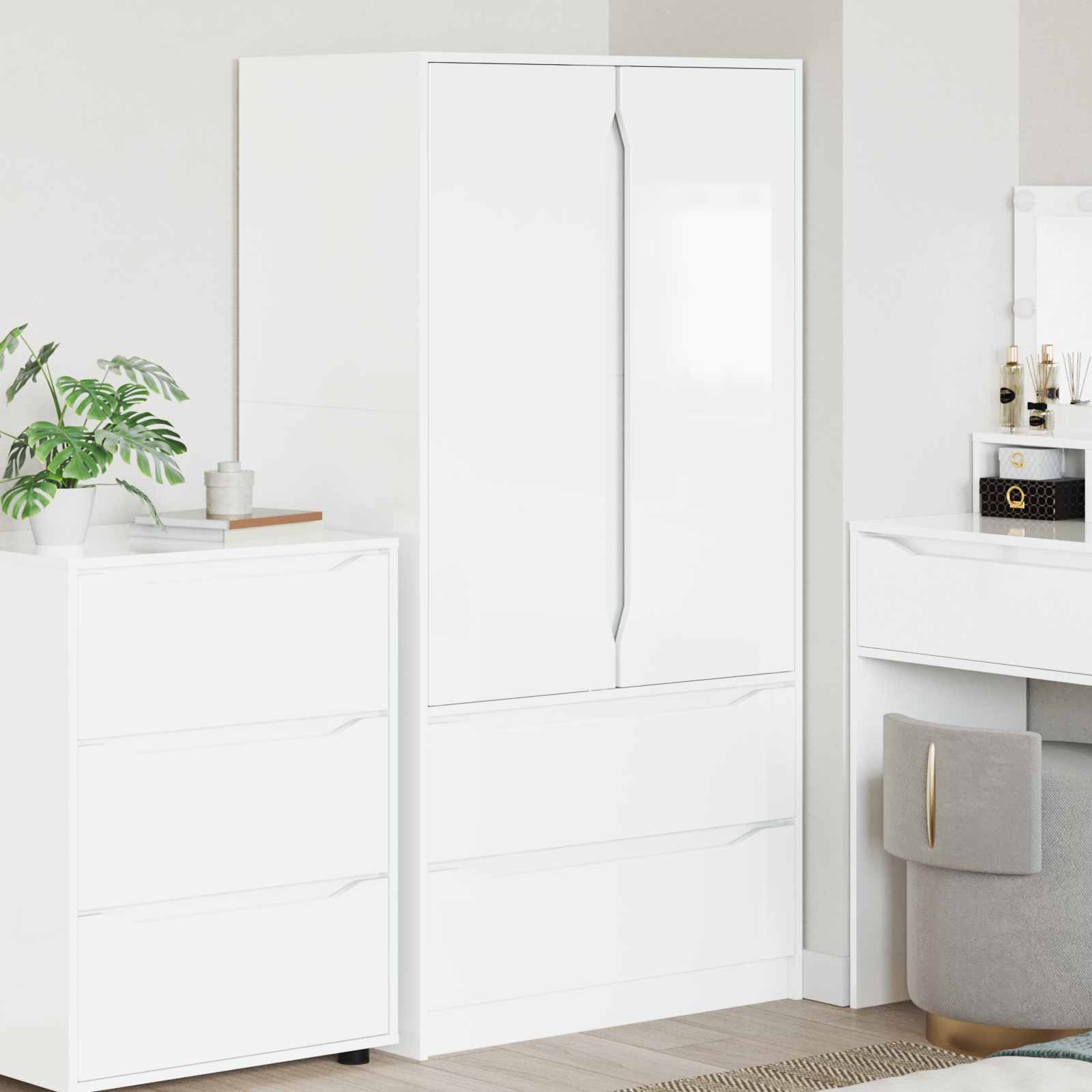 Guardaroba con cassetto Bianco Lucido 79,5 x 49 x 156 cm | homemem39