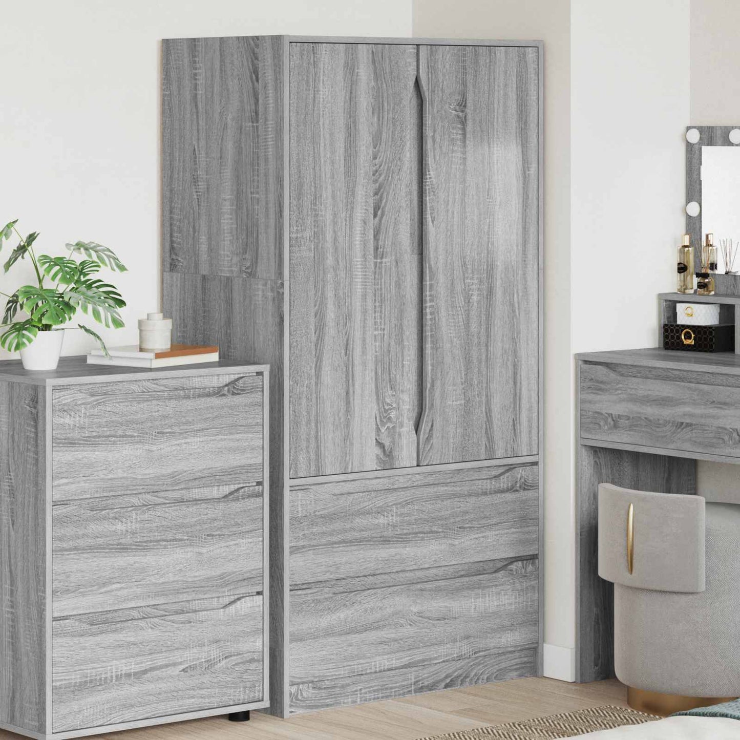 Guardaroba con cassetto Sonoma grigia 79,5 x 49 x 156 cm | homemem39