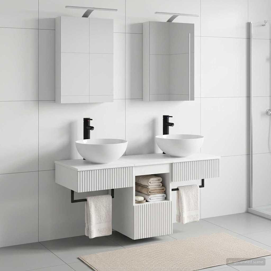 Set di Armadi da Bagno 5 pz Bianco Legno ingegnerizzato | homemem39