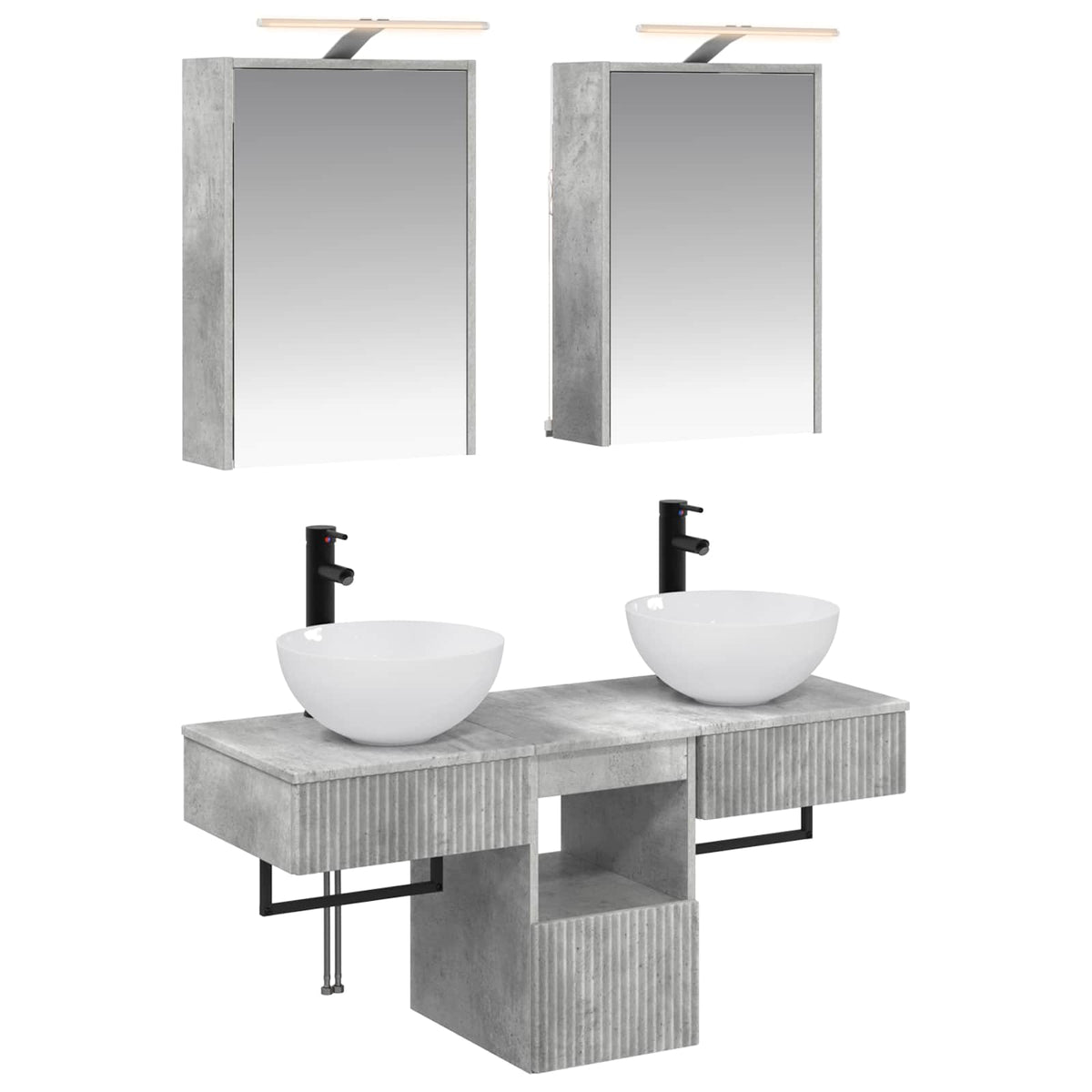Set di Armadi da Bagno 5 pz Grigio Cemento Legno ingegnerizzato | homemem39