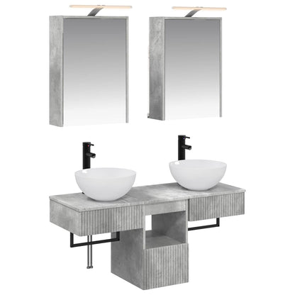 Set di Armadi da Bagno 5 pz Grigio Cemento Legno ingegnerizzato | homemem39